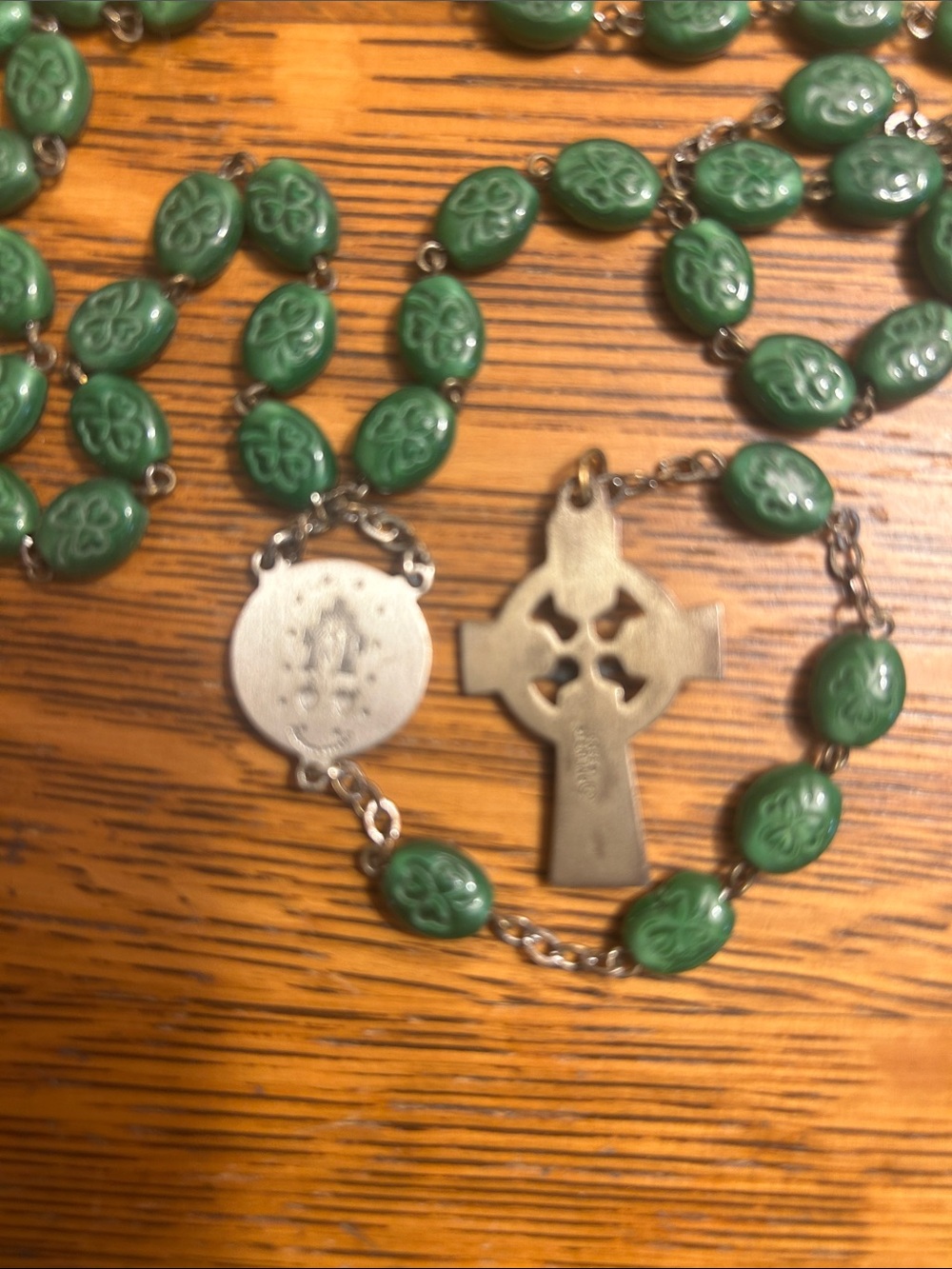 Creed Traditional Celtic Irish Shamrock Bead Rosary Crucifix & Miraculous Medal - Picture 2 of 3